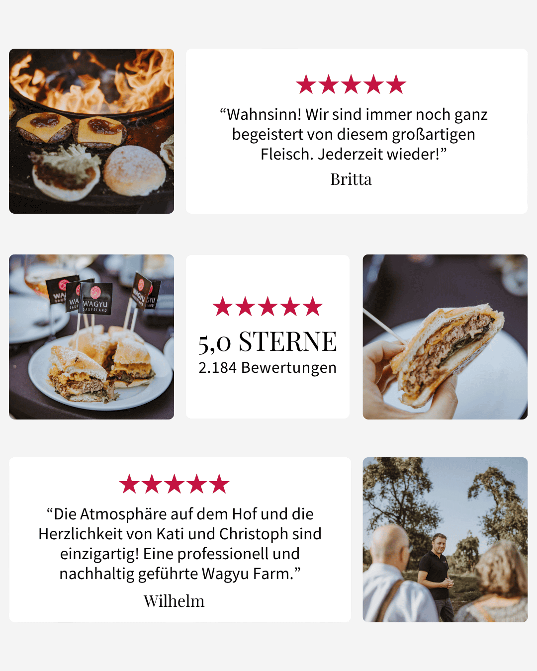 5 Sterne Bewertung für Wagyu Burger von Wagyu Sauerland, Der beste Burger, den ich je gegessen habe