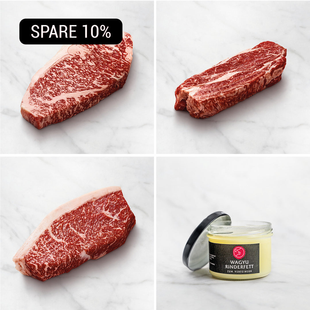 WAGYU STEAK TOPSELLER PAKET, Wagyu Steak Selection - Die beliebtesten Wagyu Cuts genießen, Wagyu-Steak in Tranchen, Wagyu Tataki, Premium-Fleisch, Wagyu Bestseller-Paket